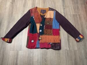 Vintage Sharon Anthony by Crystal Boho Patchwork Jacket